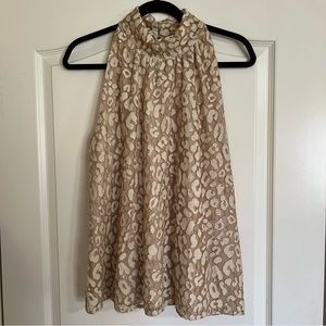 LOFT Outlet Beige Embroidered Top (Size XL)